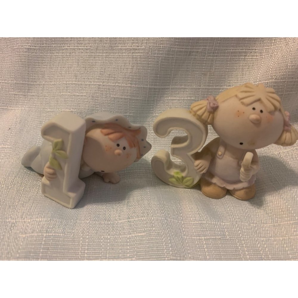 Bumpkins Figurine Little Girl 1st & 3rd Birthday Cake Topper Fabrizio Vintage